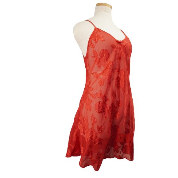 Frederick’s of Hollywood Red Sheer Floral Lace Slip Dress Women’s M Vintage Y2K - Picture 4 of 11